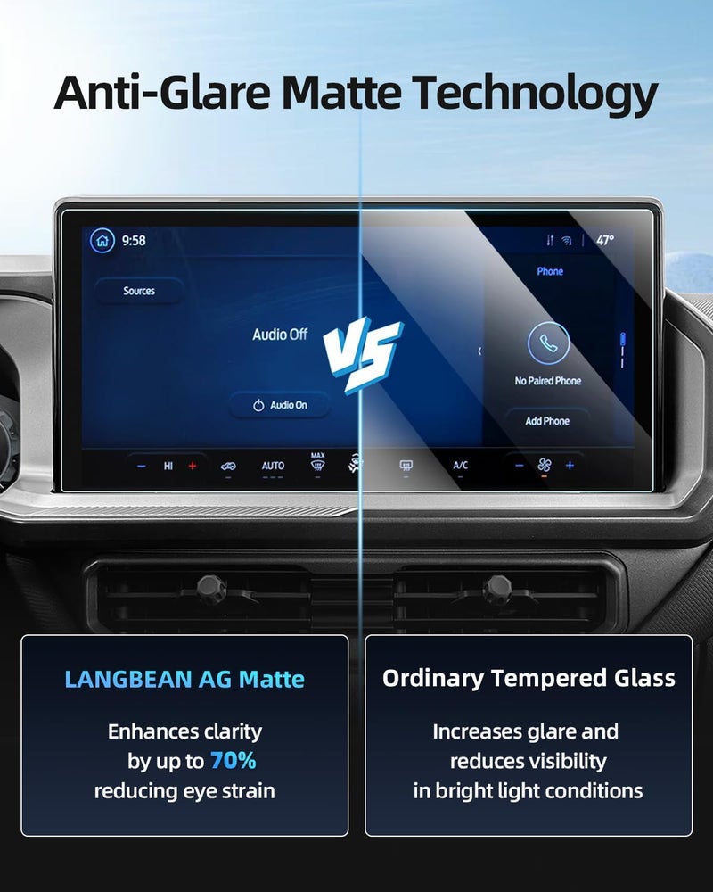 LANGBEAN Anti-Glare Matte Screen Protector for 2025 Ford Bronco Sport (Badlands/Big Bend/Free Wheeling/Heritage/Outer Banks),13.2 Inch Infotainment Touchscreen, 9H Tempered Glass 2025 Bronco Sport Accessories - Image 3